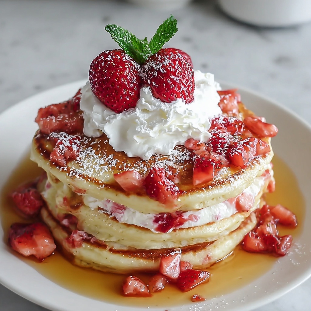 Fluffy Strawberry Cheesecake Pancakes Recipe - Recipe Image