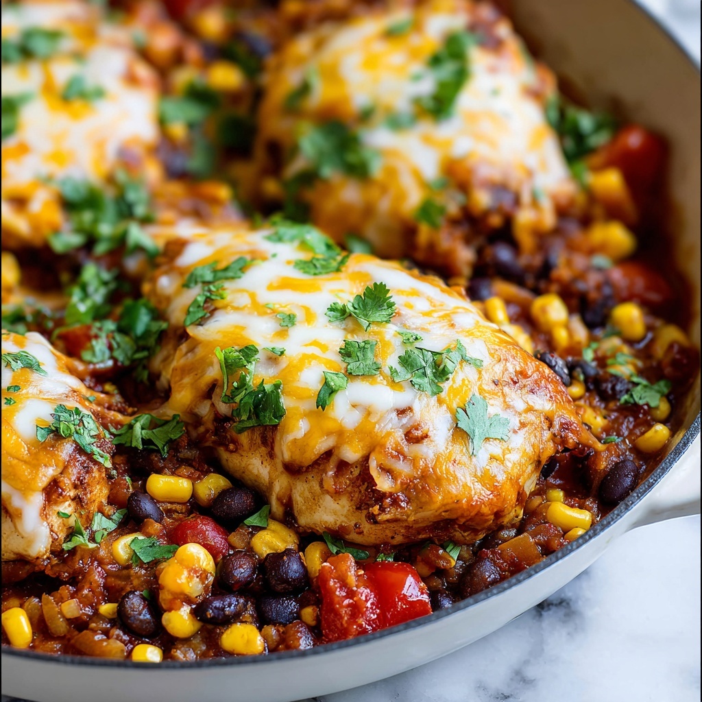 Cowboy Chicken Skillet with Corn, Black Beans, and Melted Cheese Recipe - Recipe Image