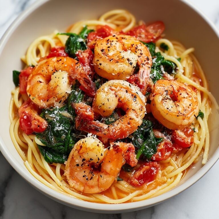 Tomato Spinach Shrimp Pasta Recipe