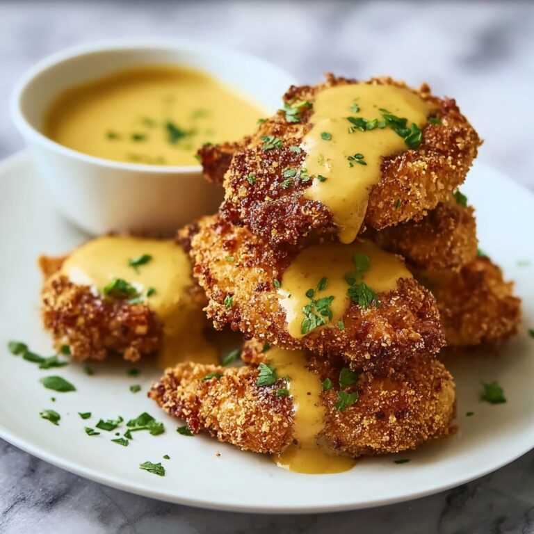 Crispy Pretzel Chicken with Zesty Mustard-Cheddar Sauce
