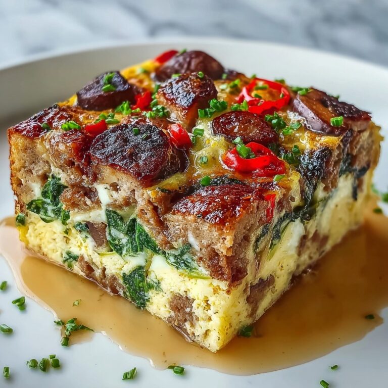 Hearty Sausage Spinach Mushroom Egg Bake Recipe