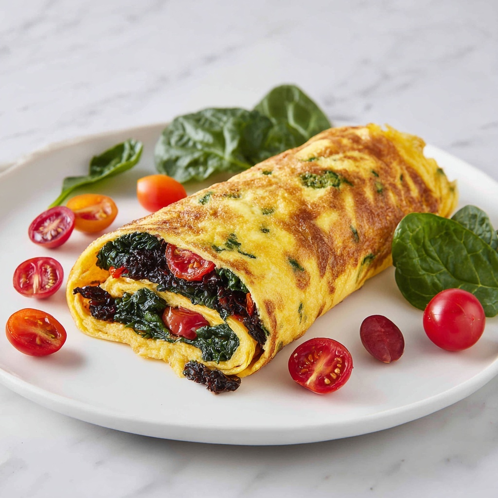 Delicious Rolled Spinach Omelet Recipe - Recipe Image