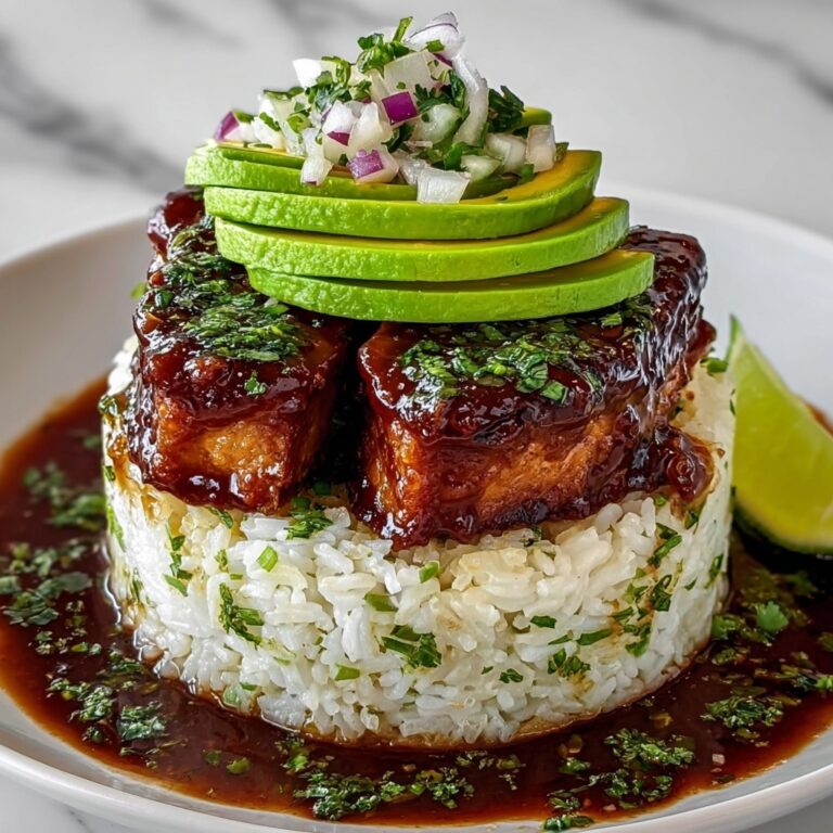 Avocado Rice Stack with Grilled Cumin-Marinated Chicken Recipe