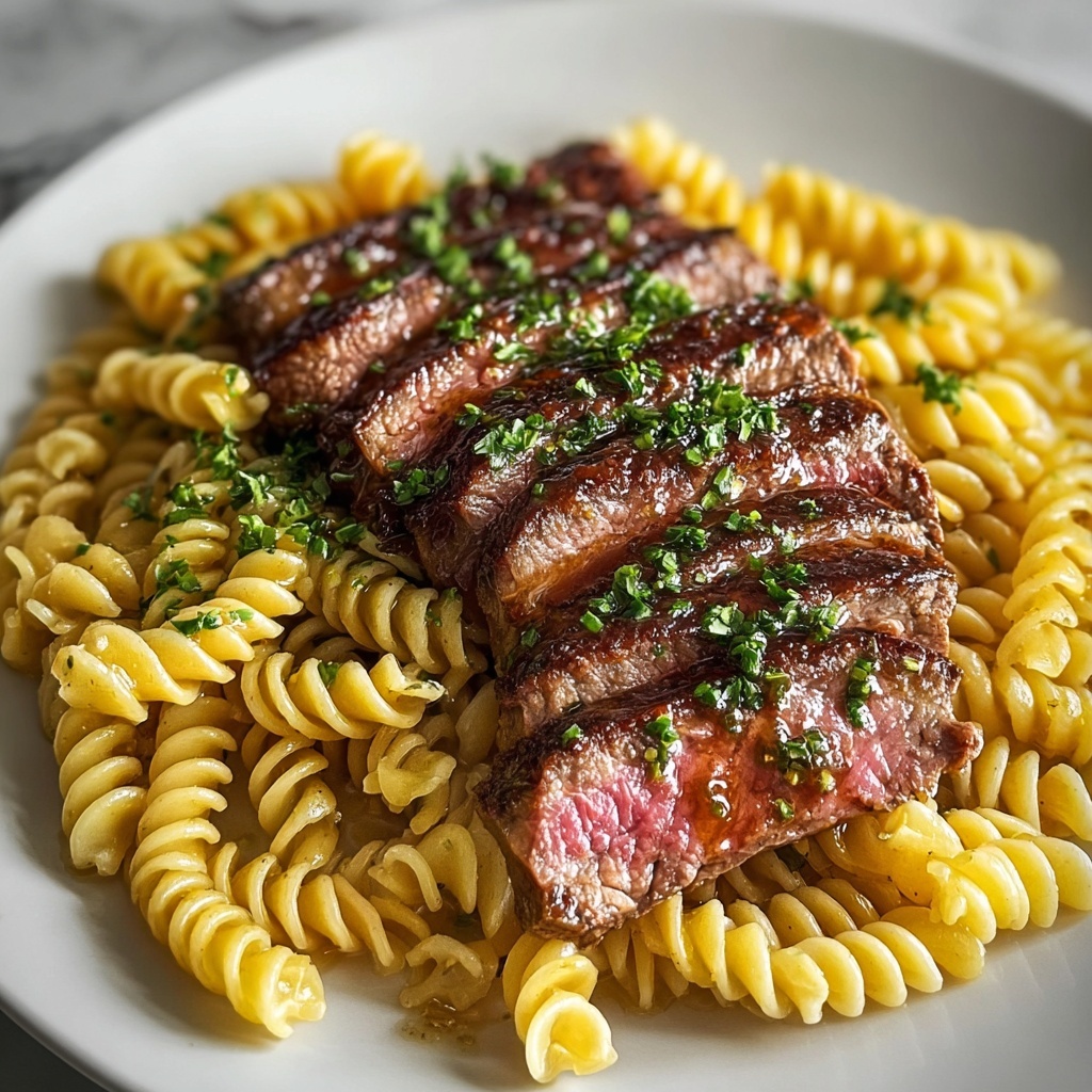 Sticky Honey Garlic Steak and Rotini Recipe - Recipe Image