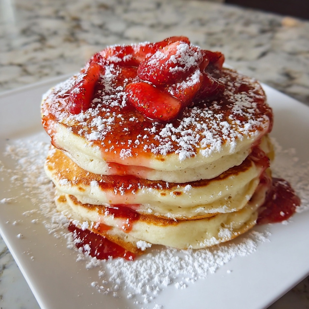 Fluffy Strawberry Cheesecake Pancakes: Irresistibly Creamy! Recipe - Recipe Image