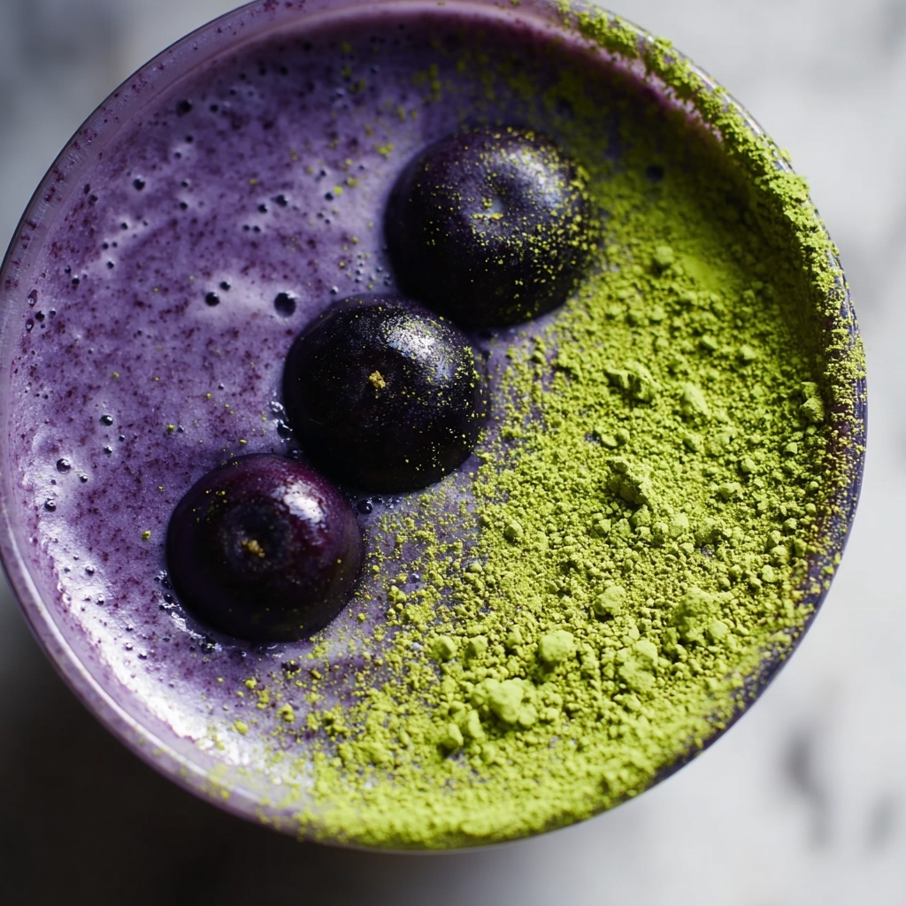 Wild Blueberry Vanilla Matcha Smoothie Recipe - Recipe Image
