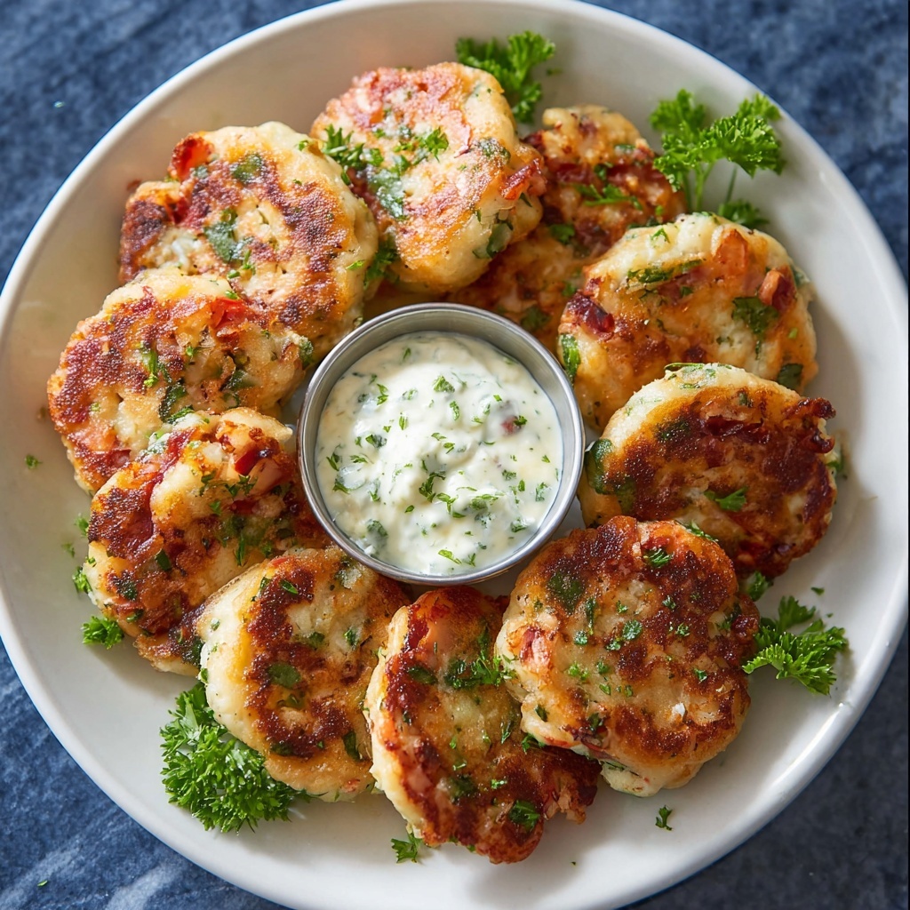 Golden Salmon Cakes with Fresh Parsley Recipe - Recipe Image