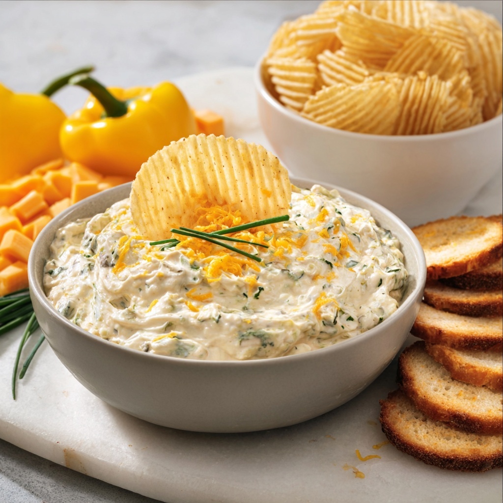 Cheesy Chive Warm Dip Recipe - Recipe Image