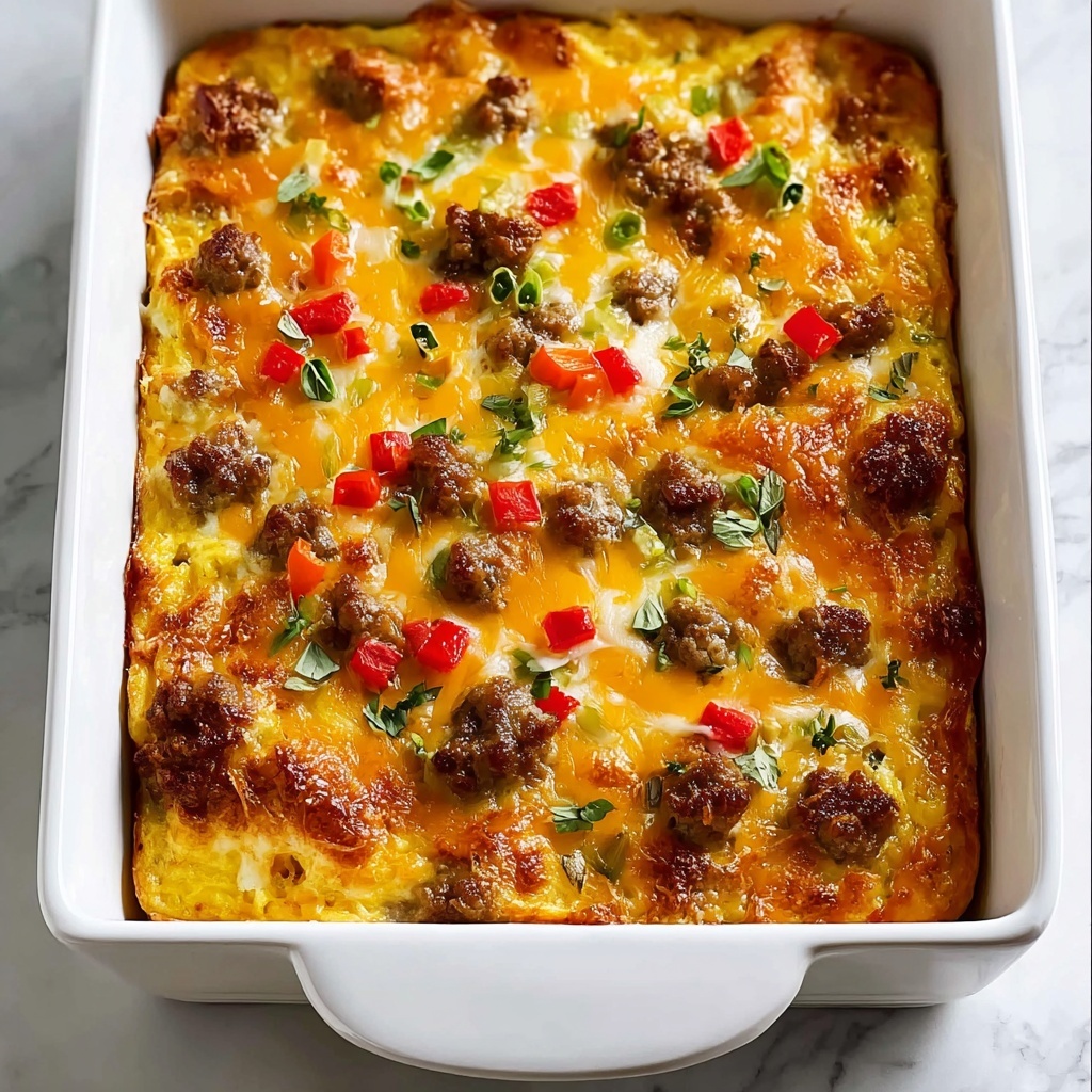 Cheesy Sausage Hashbrown Breakfast Bake Recipe - Recipe Image