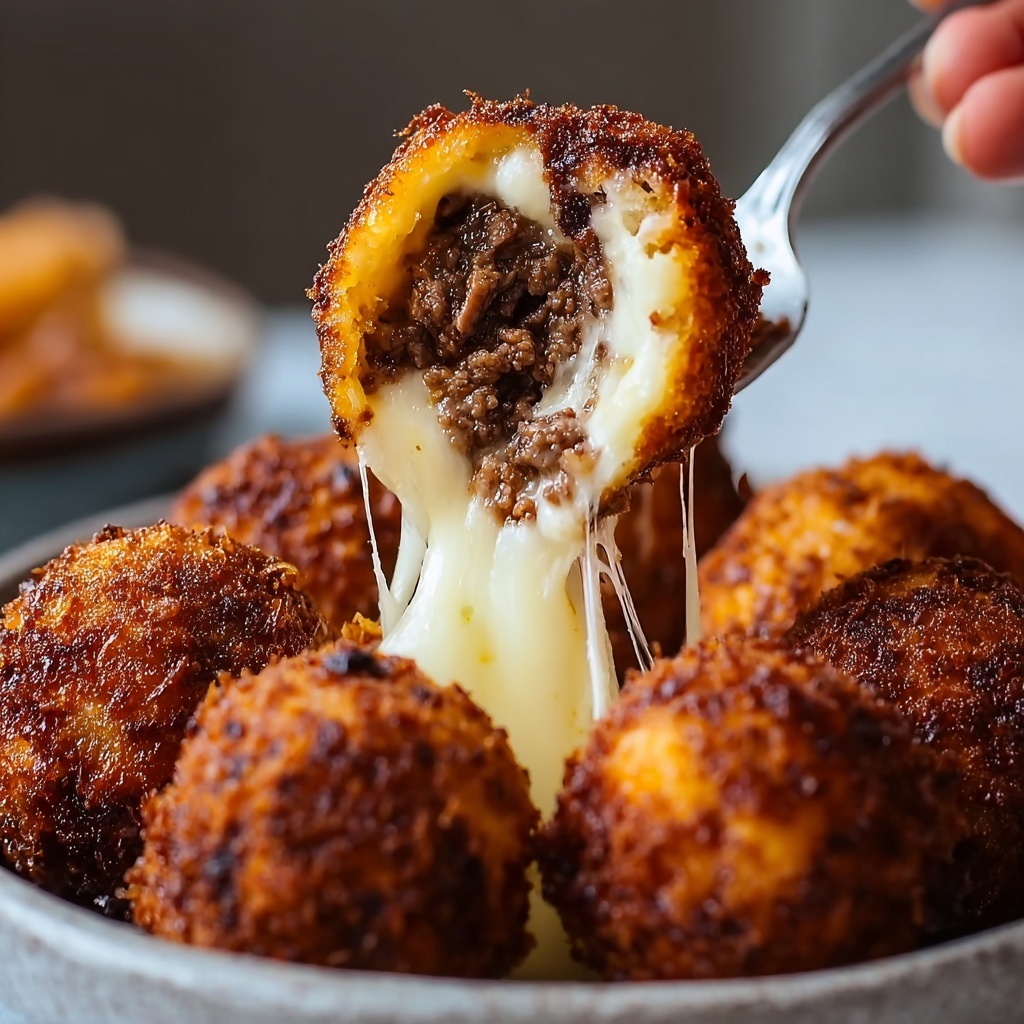 Fried Cheesy Ground Beef Balls Recipe - Recipe Image