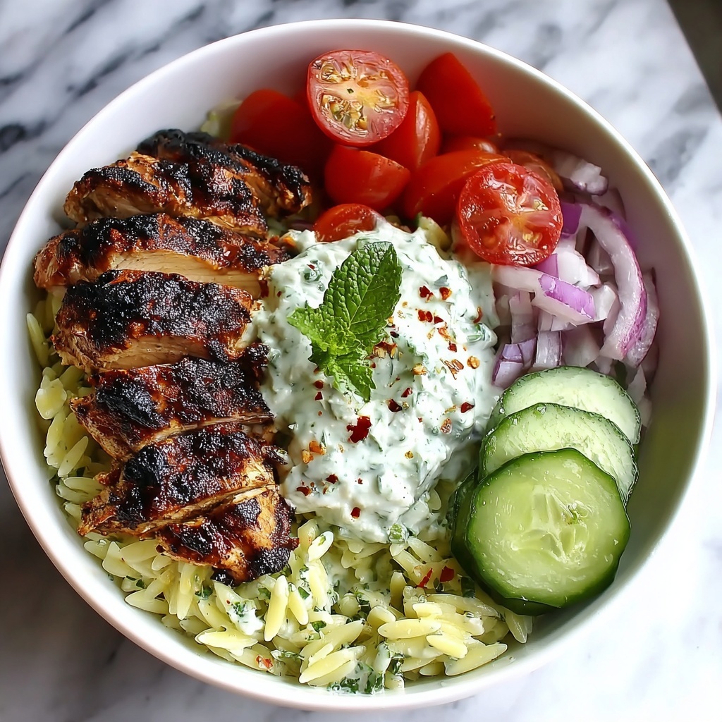 Greek Chicken Orzo Power Bowls Recipe - Recipe Image