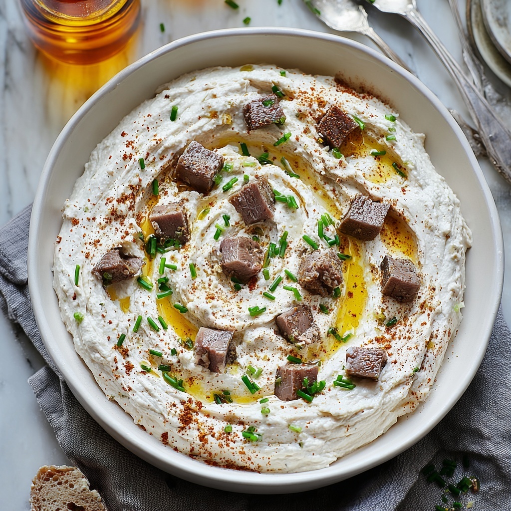 Roasted Garlic and Creamy Beef Dip with Hot Honey Recipe - Recipe Image