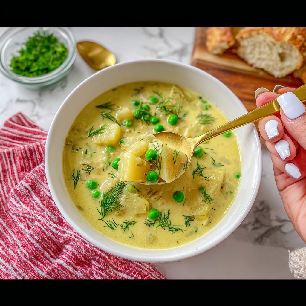Creamy Potato and Pea Soup Recipe - Recipe Image