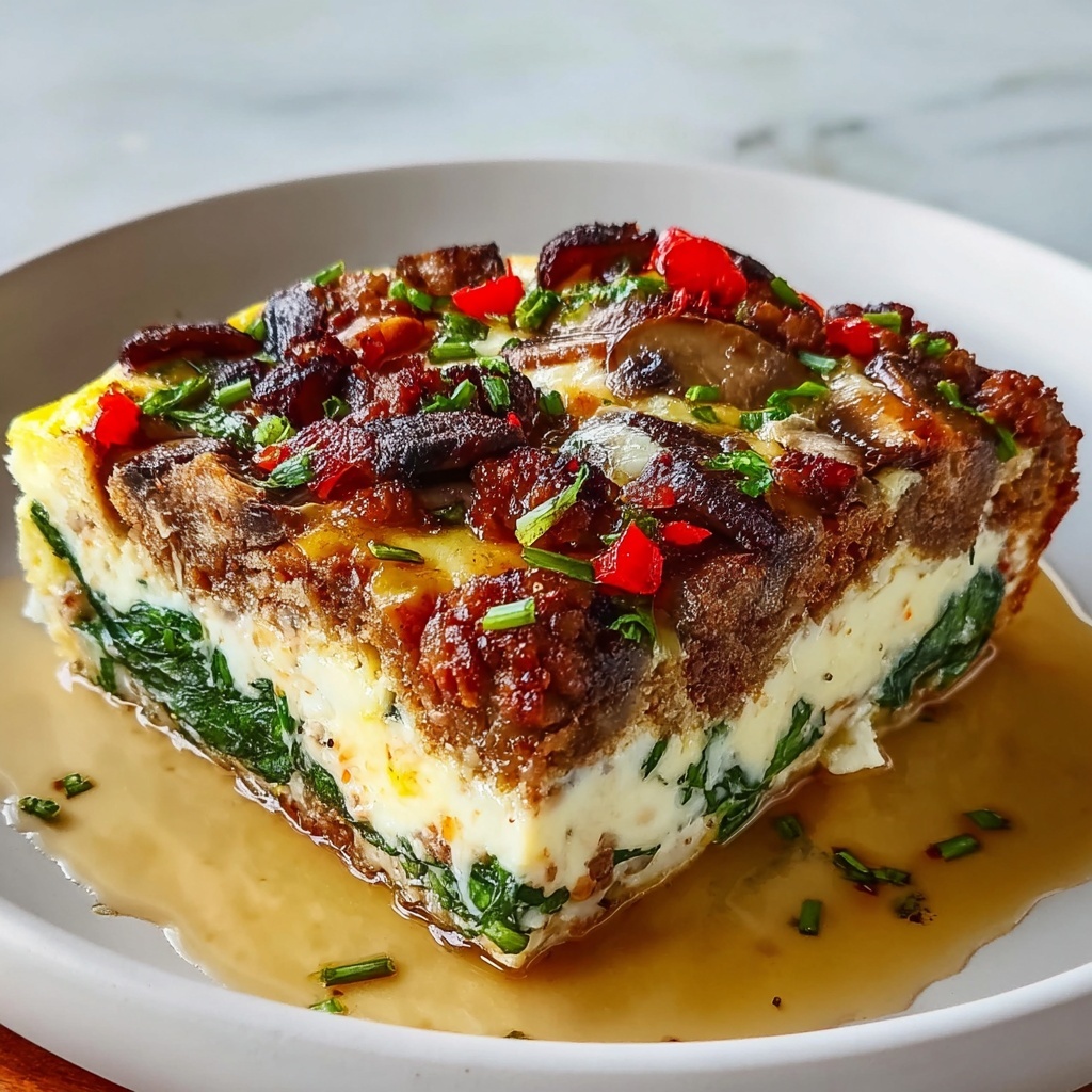 Hearty Sausage Spinach Mushroom Egg Bake Recipe - Recipe Image