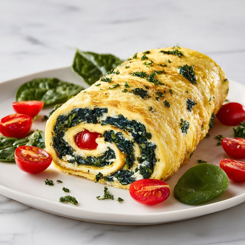 Delicious Rolled Spinach Omelet Recipe - Recipe Image