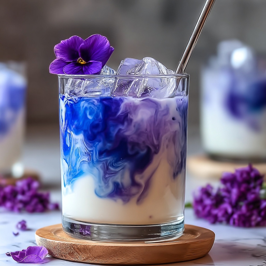 Iced Butterfly Pea Flower Tea Latte Recipe - Recipe Image