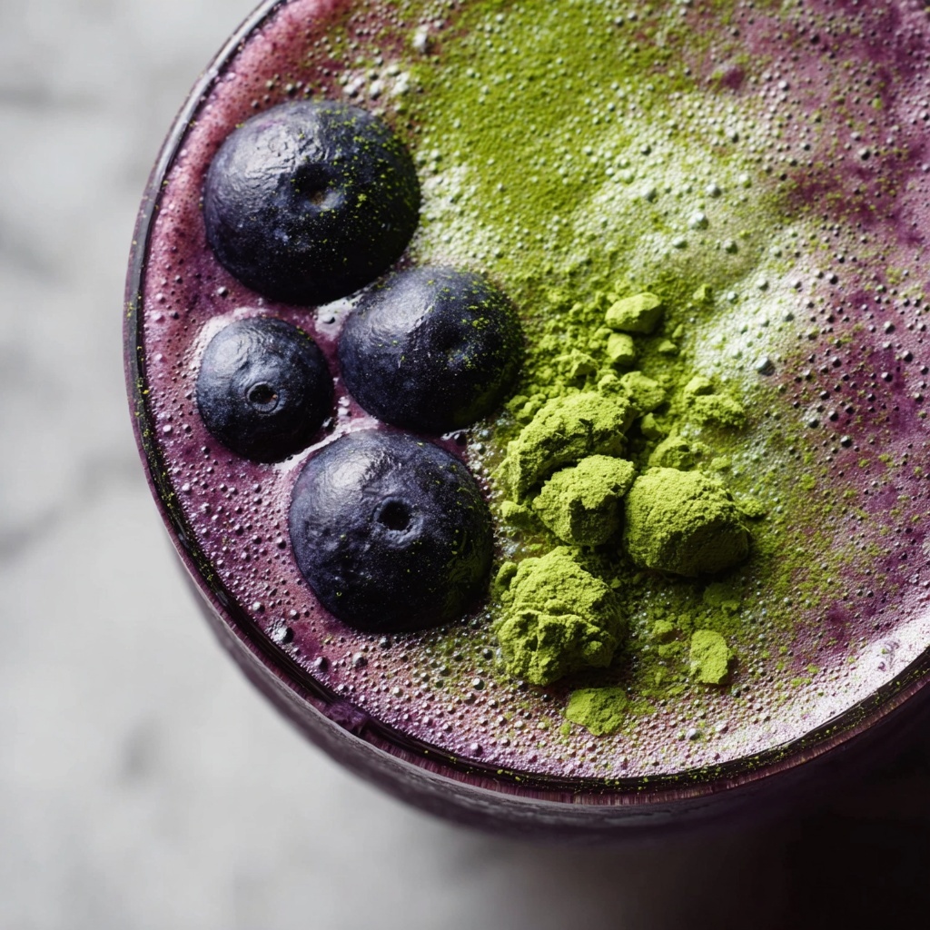 Wild Blueberry Vanilla Matcha Smoothie Recipe - Recipe Image