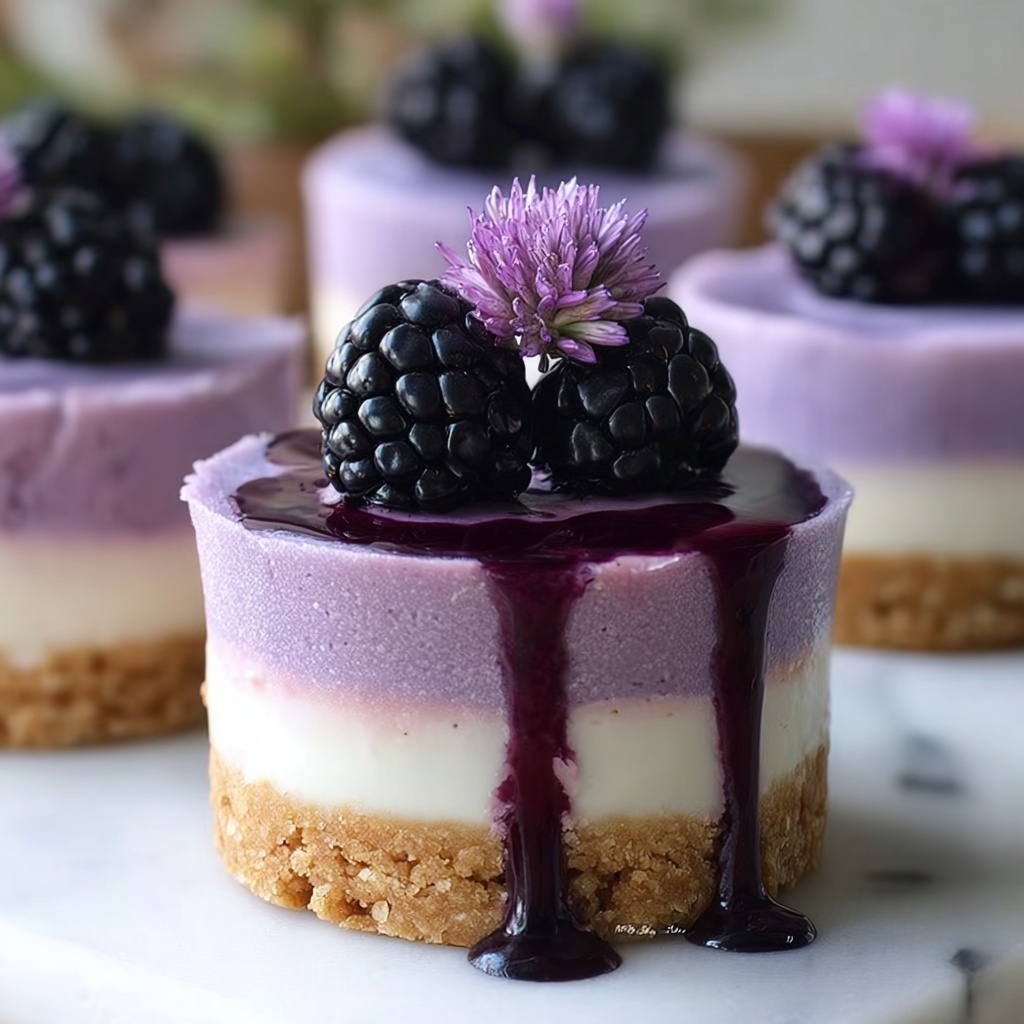 Mini Blackberry Lavender Cheesecakes Recipe - Recipe Image