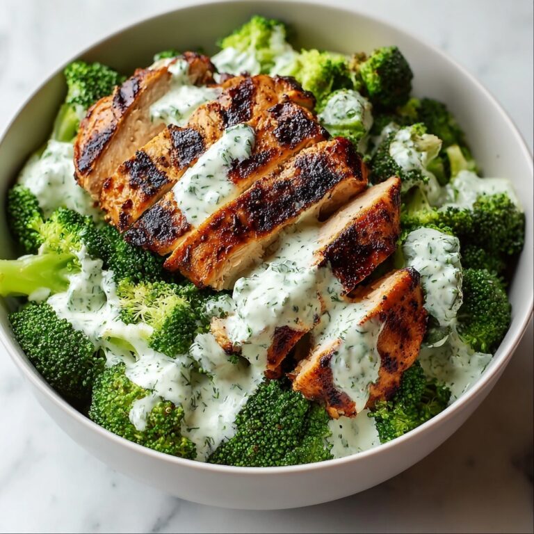 Grilled Chicken Broccoli Bowls with Creamy Garlic Sauce Recipe