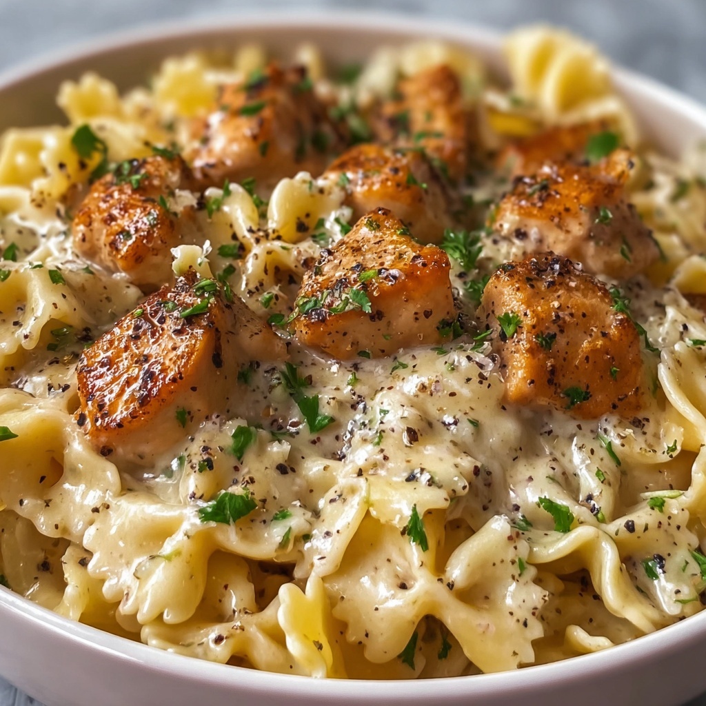 One-Pan Creamy Garlic Butter Chicken with Egg Noodles Recipe - Recipe Image