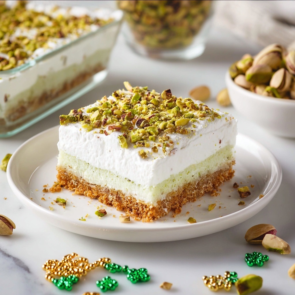 Pistachio Pudding Dessert with Graham Cracker Crust Recipe - Recipe Image