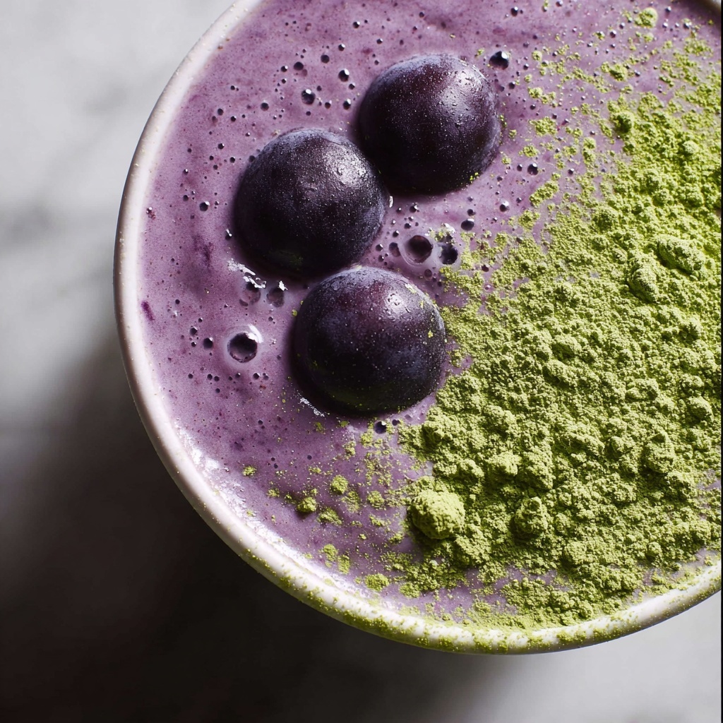 Wild Blueberry Vanilla Matcha Smoothie Recipe - Recipe Image