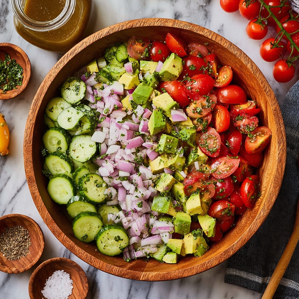 Cucumber Tomato Avocado Salad Recipe - Recipe Image