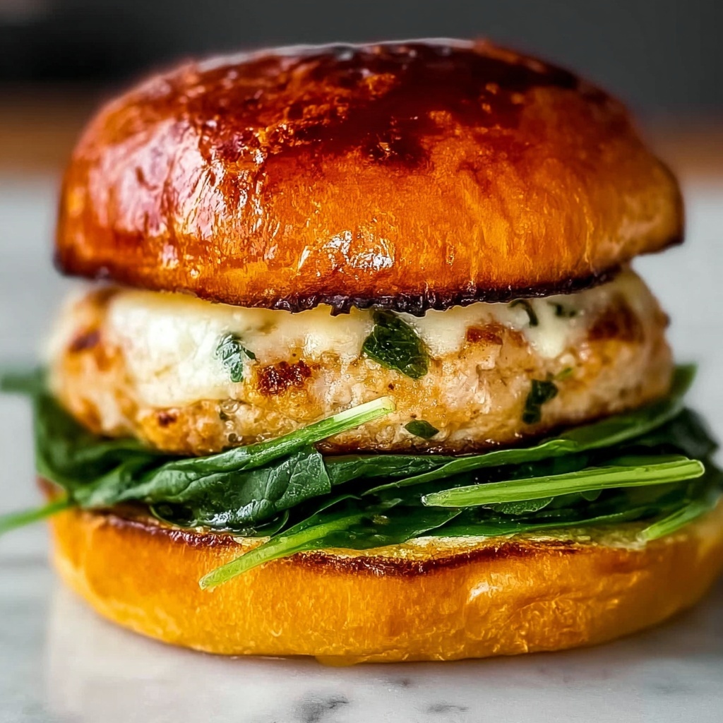White Cheddar & Spinach Chicken Burgers Recipe - Recipe Image