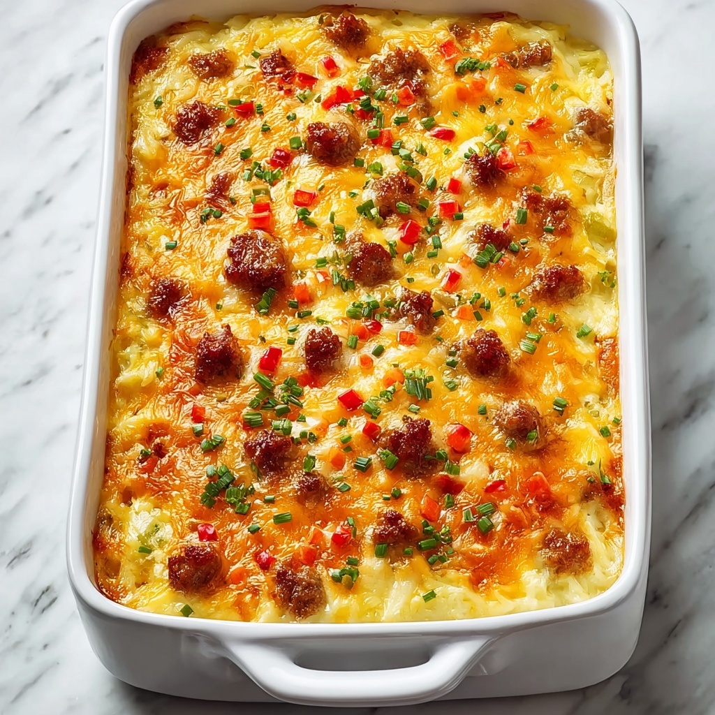 Cheesy Sausage Hashbrown Breakfast Bake Recipe - Recipe Image
