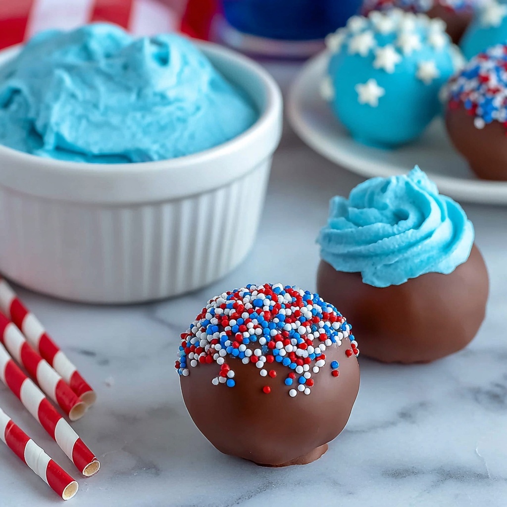 Patriotic Chocolate Cake Balls Recipe - Recipe Image