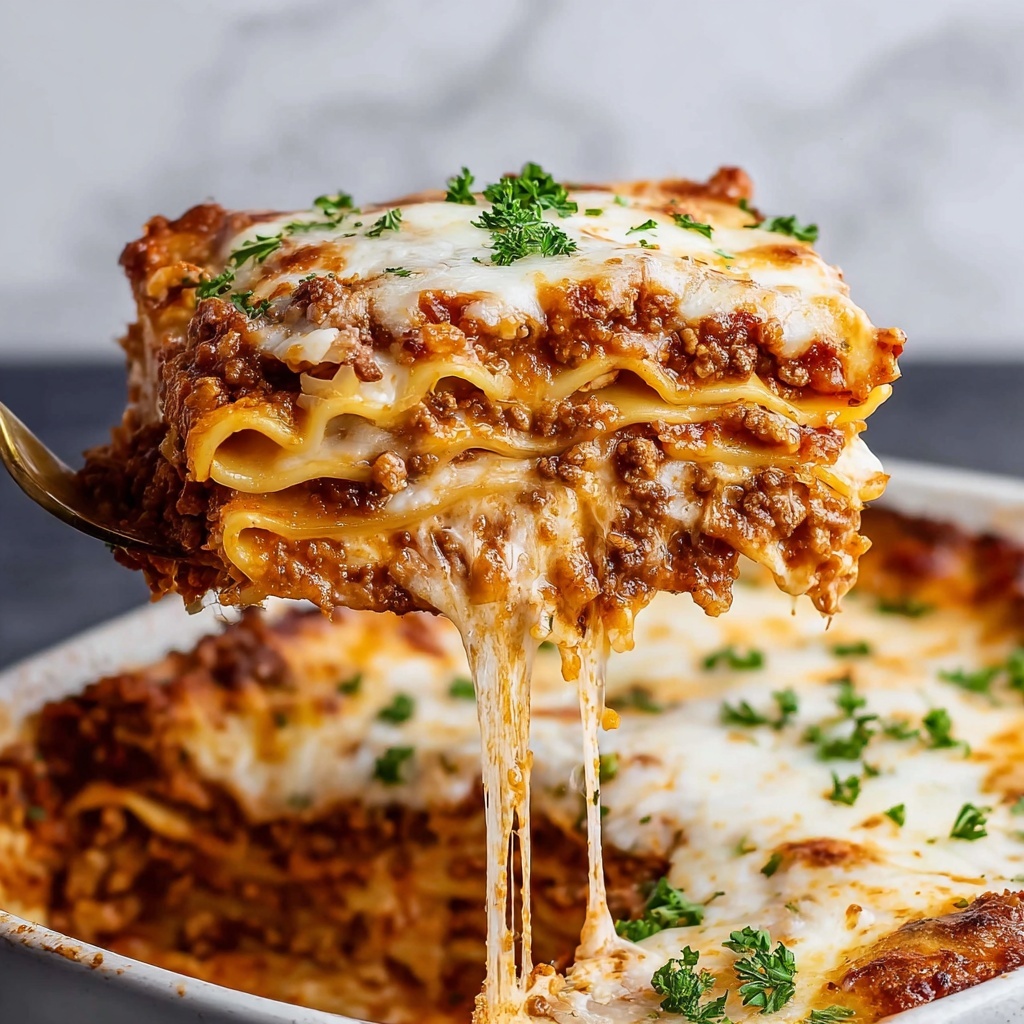Classic Homemade Beef Lasagna with Cheese and Herbs Recipe - Recipe Image