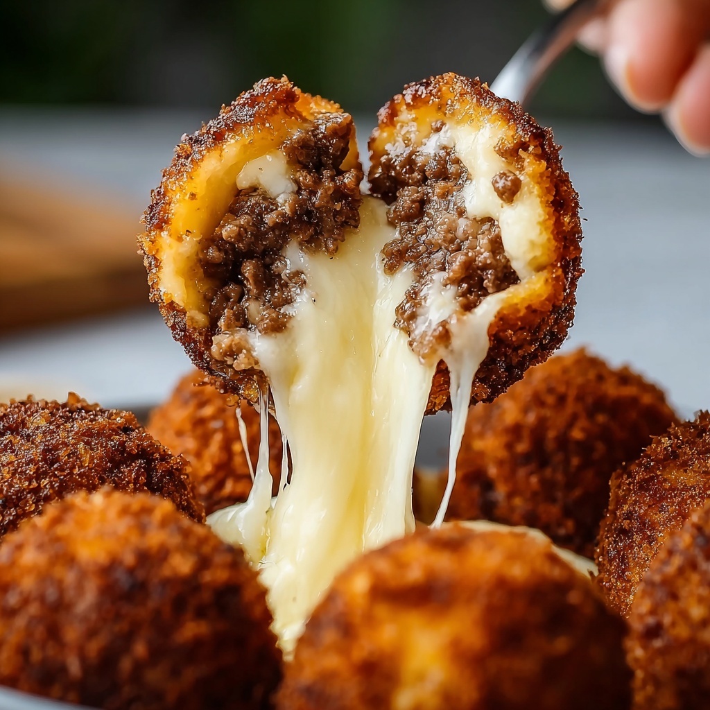Fried Cheesy Ground Beef Balls Recipe - Recipe Image