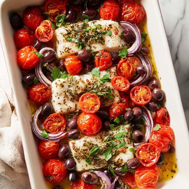 Baked Mediterranean Cod with Cherry Tomatoes Recipe