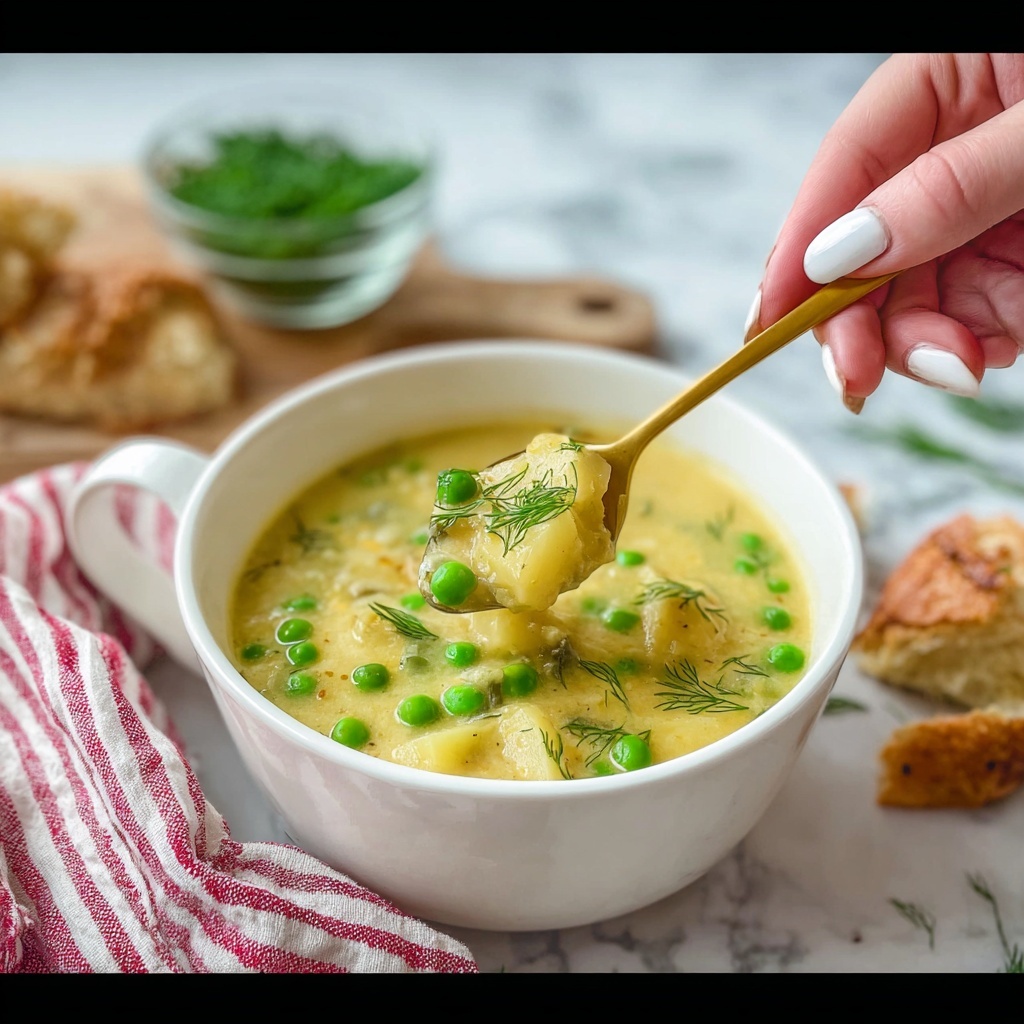 Creamy Potato and Pea Soup Recipe - Recipe Image
