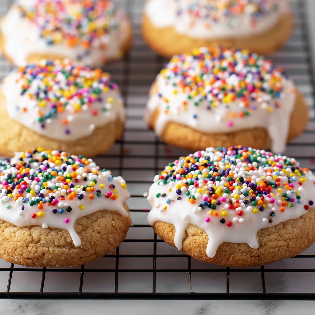 Italian Cookies with Almond Glaze and Rainbow Sprinkles Recipe - Recipe Image