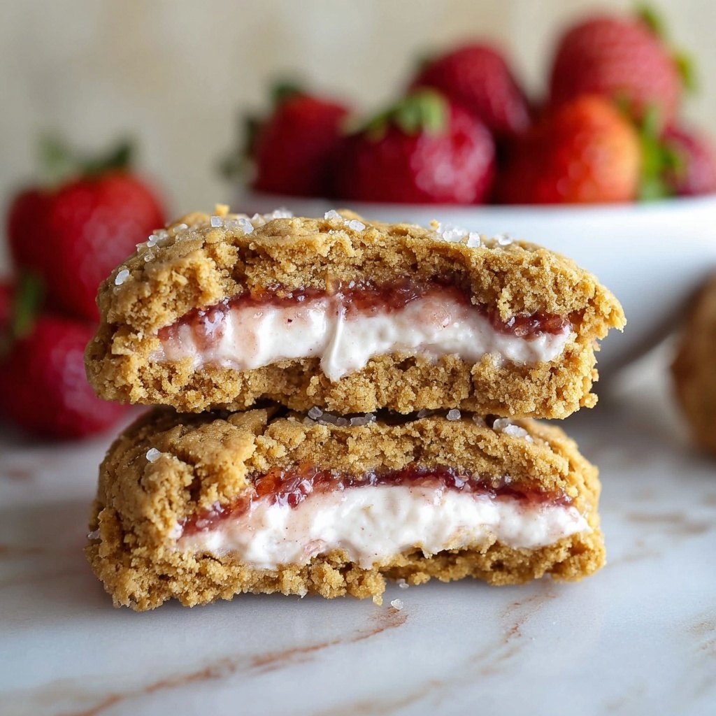 Cheesecake Cookies with Strawberry Jam and White Chocolate Recipe - Recipe Image