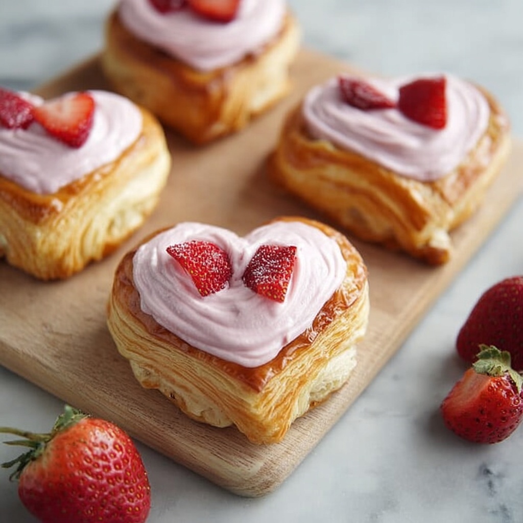 Cheese and Strawberry Heart Pastries Recipe - Recipe Image