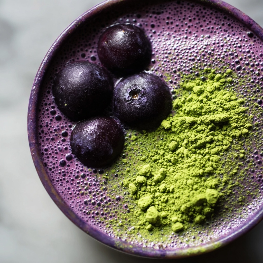 Wild Blueberry Vanilla Matcha Smoothie Recipe - Recipe Image
