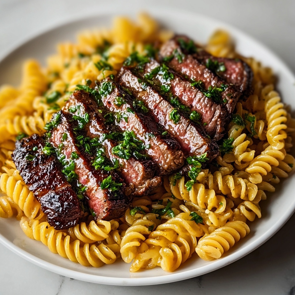 Sticky Honey Garlic Steak and Rotini Recipe - Recipe Image