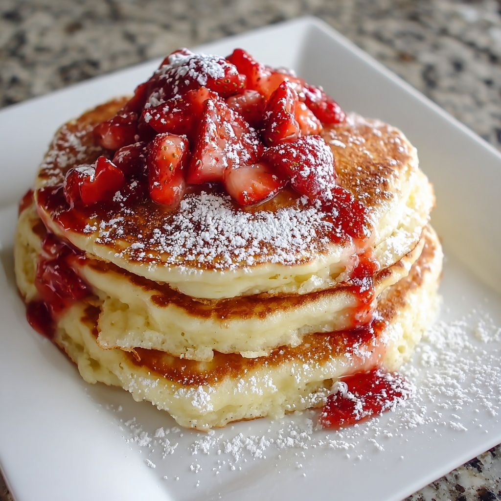 Fluffy Strawberry Cheesecake Pancakes: Irresistibly Creamy! Recipe - Recipe Image