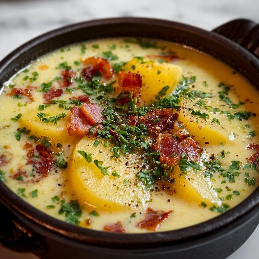 German Potato Soup with Sausage and Bacon Recipe - Recipe Image