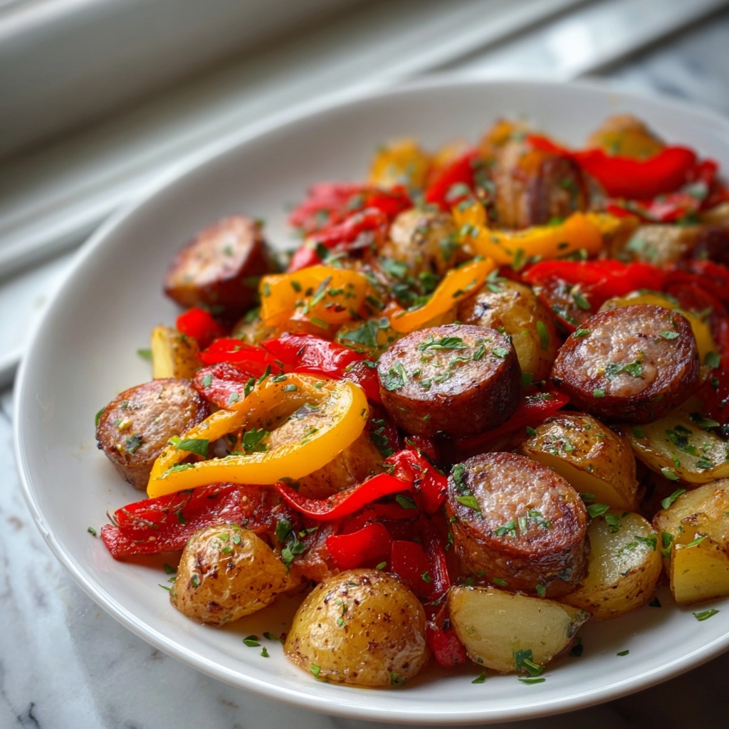 Quick Cajun Sheet Pan Chicken Sausage & Potato Bake Recipe - Recipe Image