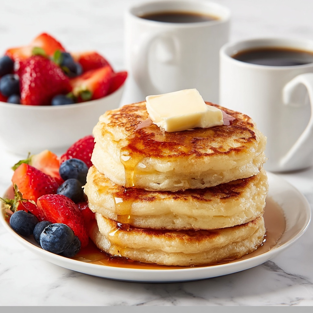 Fluffy Pancakes with Maple Syrup and Fresh Berries Recipe - Recipe Image