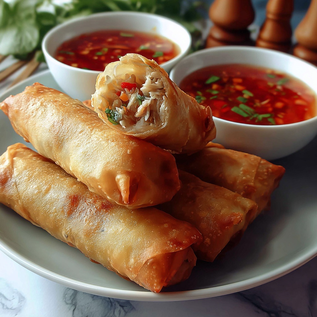 Easy Chicken Spring Rolls Recipe - Recipe Image